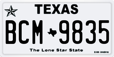TX license plate BCM9835