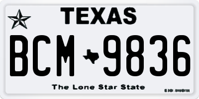 TX license plate BCM9836