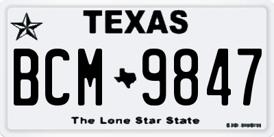 TX license plate BCM9847