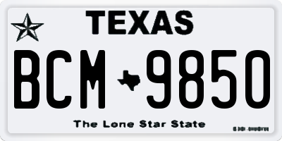 TX license plate BCM9850