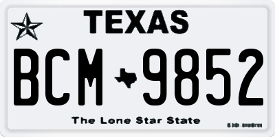 TX license plate BCM9852