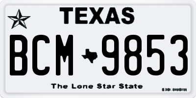 TX license plate BCM9853