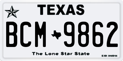 TX license plate BCM9862
