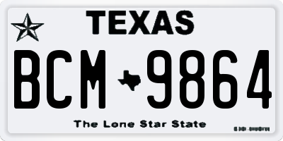 TX license plate BCM9864