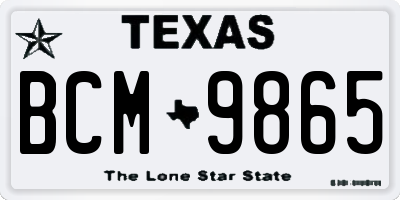 TX license plate BCM9865