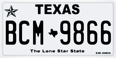 TX license plate BCM9866
