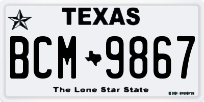 TX license plate BCM9867