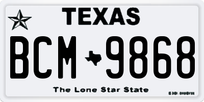 TX license plate BCM9868