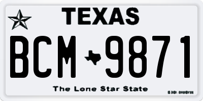 TX license plate BCM9871