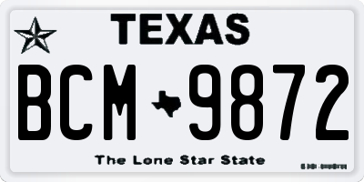 TX license plate BCM9872