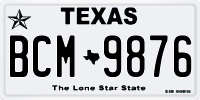 TX license plate BCM9876