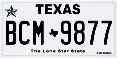 TX license plate BCM9877