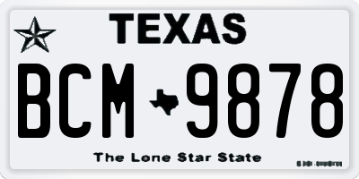 TX license plate BCM9878