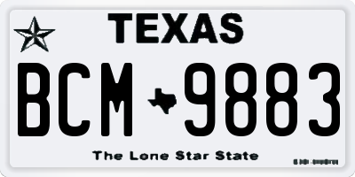 TX license plate BCM9883