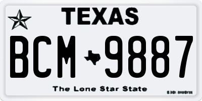 TX license plate BCM9887
