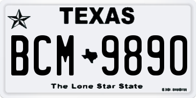 TX license plate BCM9890