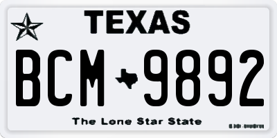 TX license plate BCM9892