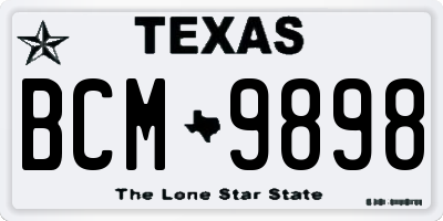 TX license plate BCM9898