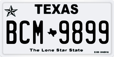 TX license plate BCM9899
