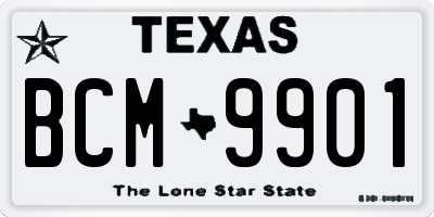 TX license plate BCM9901
