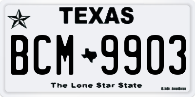 TX license plate BCM9903