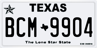 TX license plate BCM9904