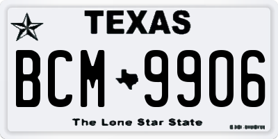 TX license plate BCM9906