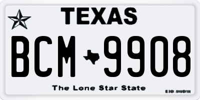 TX license plate BCM9908