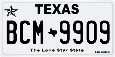 TX license plate BCM9909