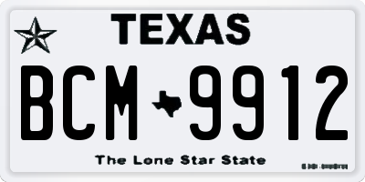 TX license plate BCM9912