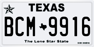 TX license plate BCM9916