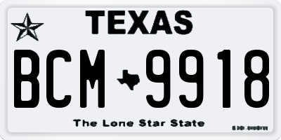 TX license plate BCM9918