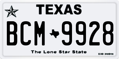 TX license plate BCM9928
