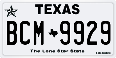 TX license plate BCM9929