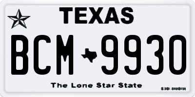 TX license plate BCM9930