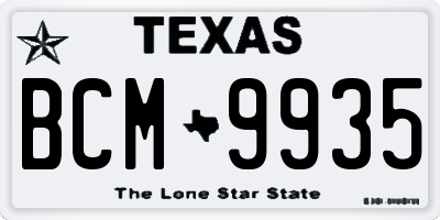 TX license plate BCM9935