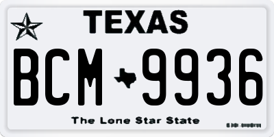 TX license plate BCM9936