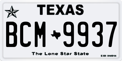 TX license plate BCM9937