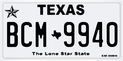 TX license plate BCM9940