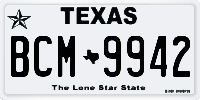 TX license plate BCM9942