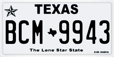TX license plate BCM9943