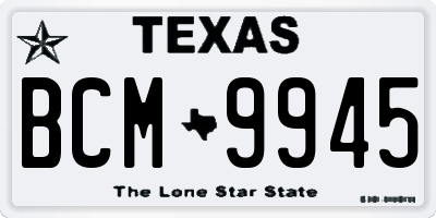 TX license plate BCM9945