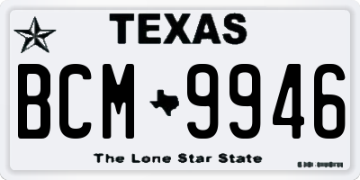 TX license plate BCM9946
