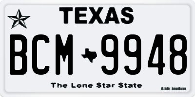 TX license plate BCM9948