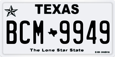 TX license plate BCM9949