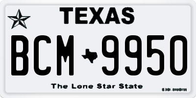 TX license plate BCM9950