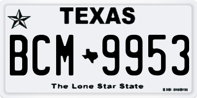 TX license plate BCM9953