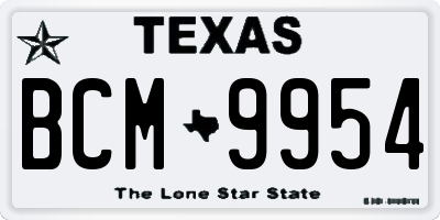 TX license plate BCM9954