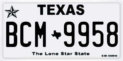 TX license plate BCM9958