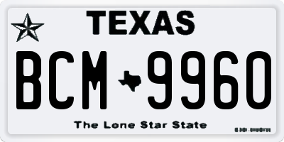 TX license plate BCM9960